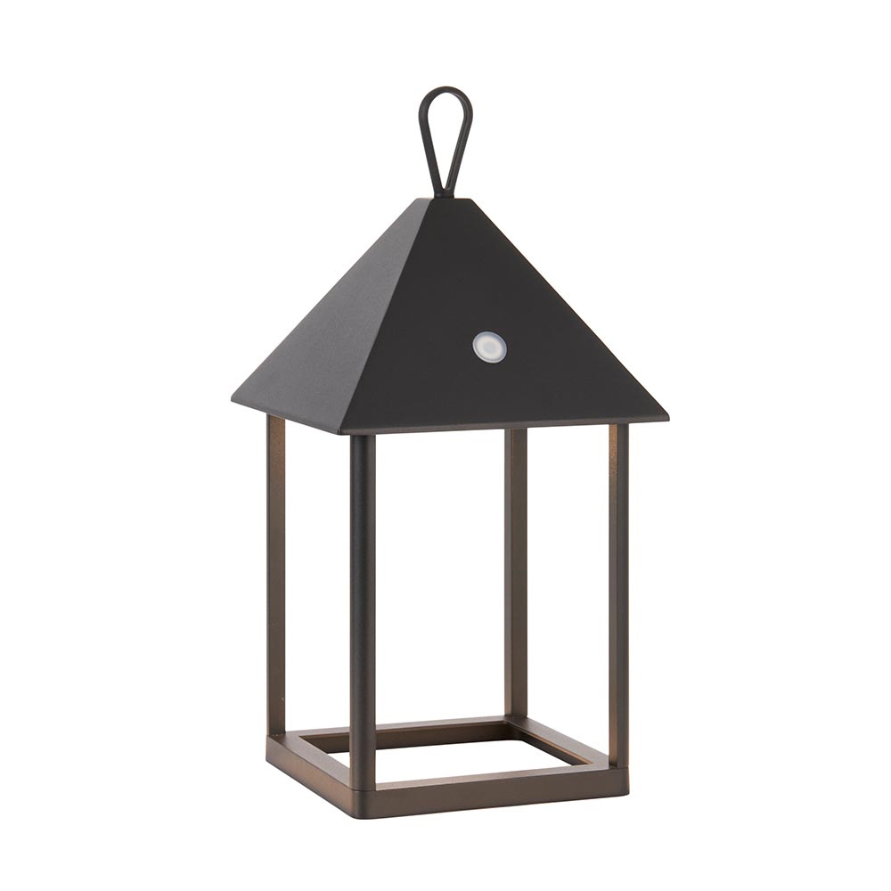 Helotes Metal Small Lantern Table Lamp In Matt Black