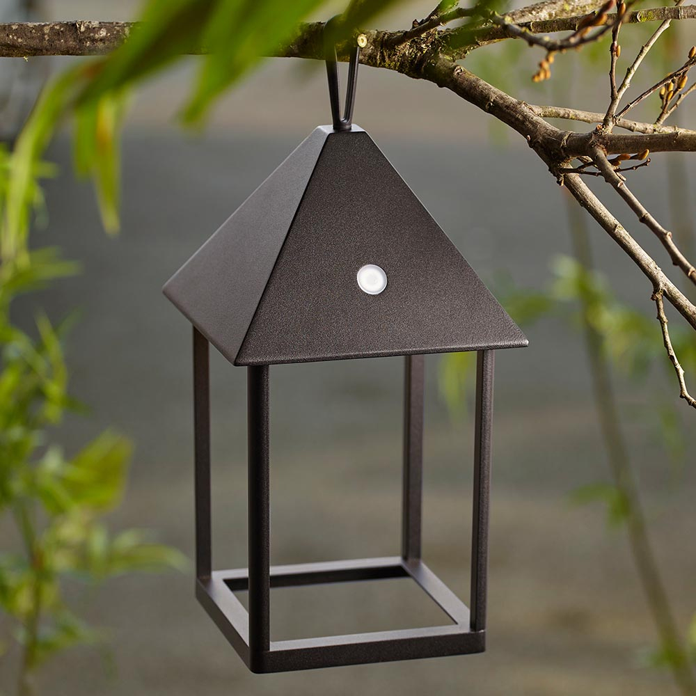 Helotes Metal Small Lantern Table Lamp In Matt Black