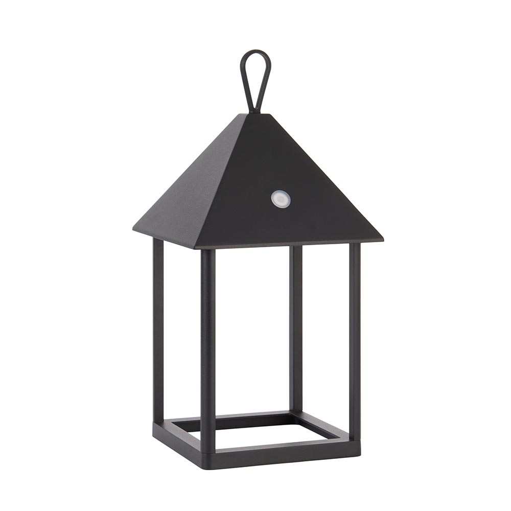 Helotes Metal Small Lantern Table Lamp In Matt Black