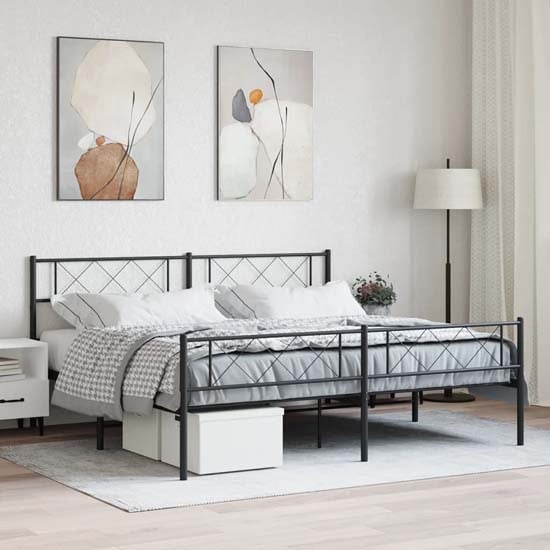 Product photograph of Helotes Metal Super King Size Bed In Black from Furniture in Fashion