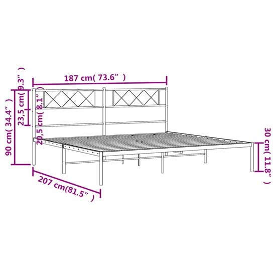 Helotes Metal Super King Size Bed With Headboard In Black