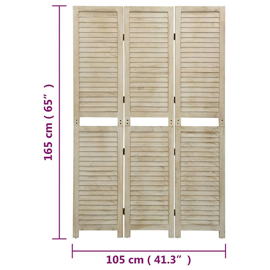 Helsa Wood Paulownia 3 Panels 105cm x 165cm Room Divider_7