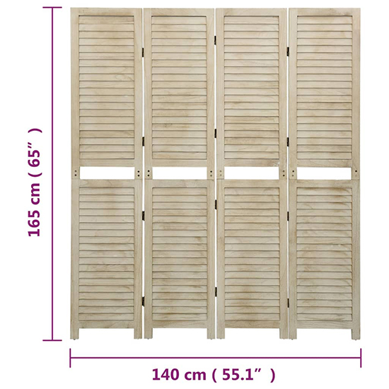 Helsa Wood Paulownia 4 Panels 140cm x 165cm Room Divider_7