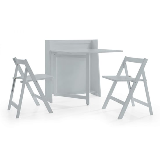 Hanaye Grey Wooden Dining Table With 2 Folding Chairs_2