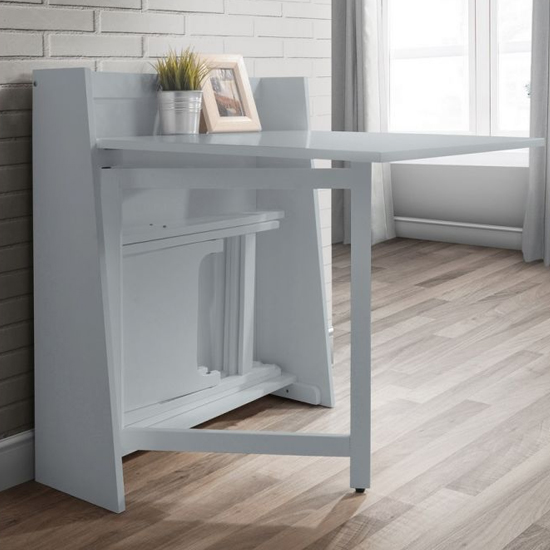 Hanaye Grey Wooden Dining Table With 2 Folding Chairs_5