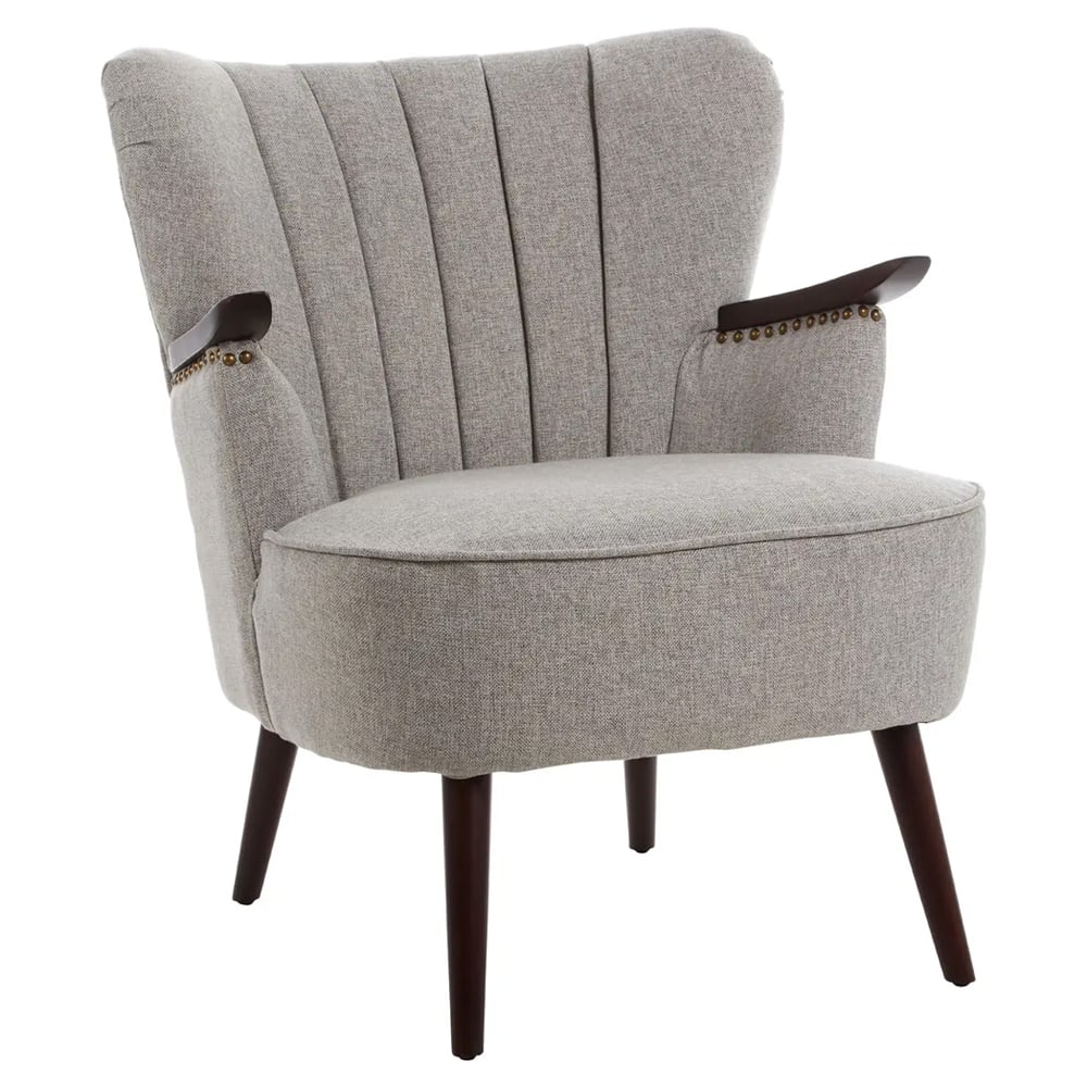 Helsinki Fabric Bedroom Chair With Brown Legs In Taupe