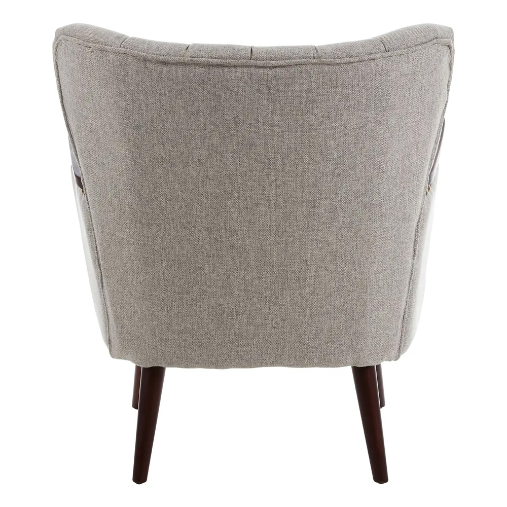 Helsinki Fabric Bedroom Chair With Brown Legs In Taupe