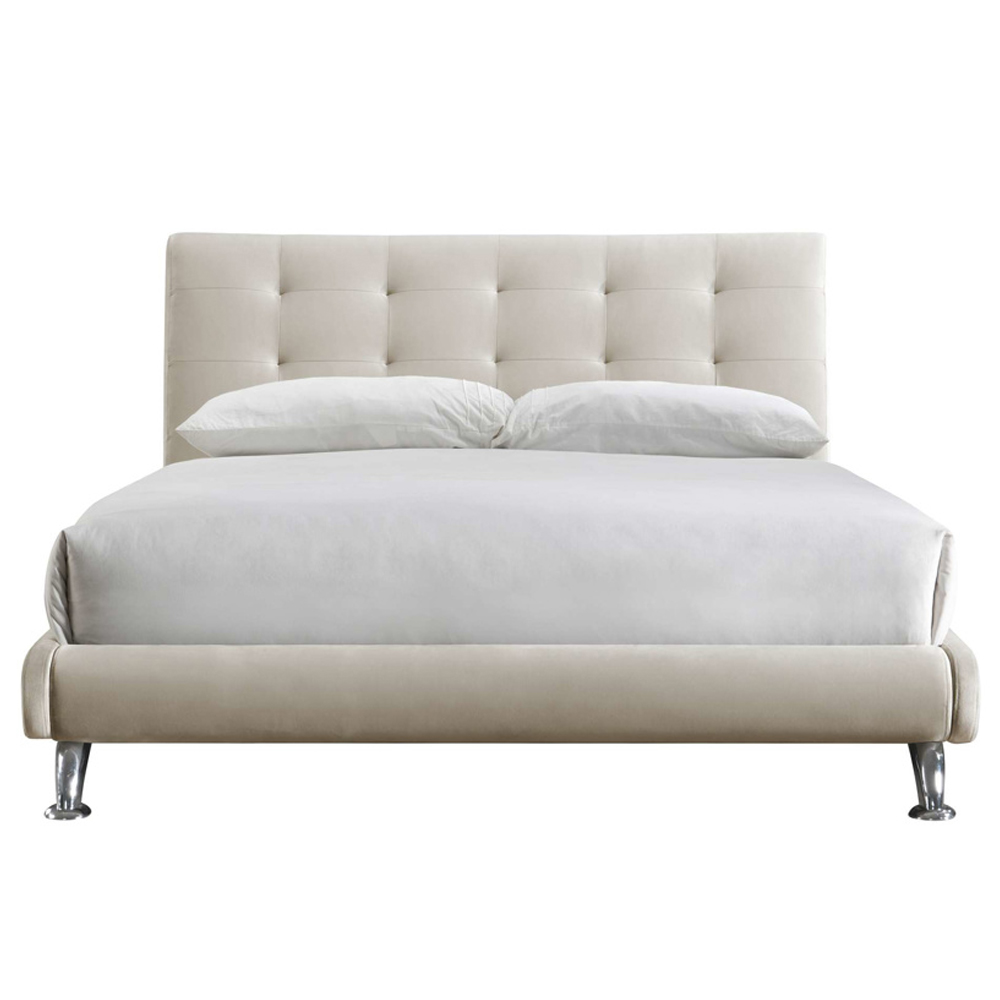 Helsinki Fabric Small Double Bed In Warm Stone
