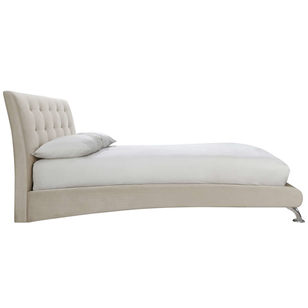 Helsinki Fabric Small Double Bed In Warm Stone