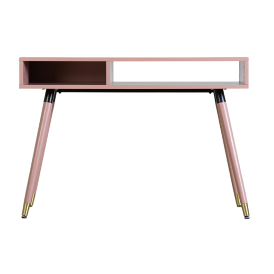 Helston Wooden Console Table With 2 Shelves In Pink_3