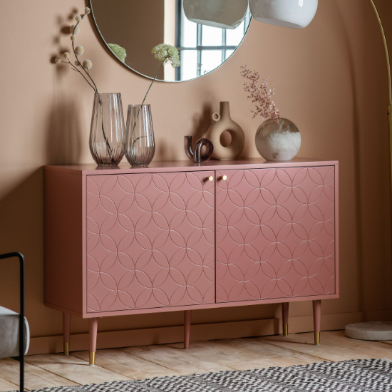 Helston Wooden Sideboard With 2 Doors In Pink
