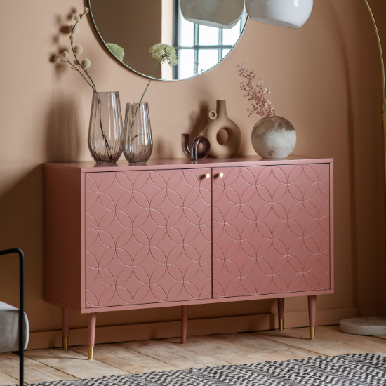 Photo of Helston wooden sideboard with 2 doors in pink