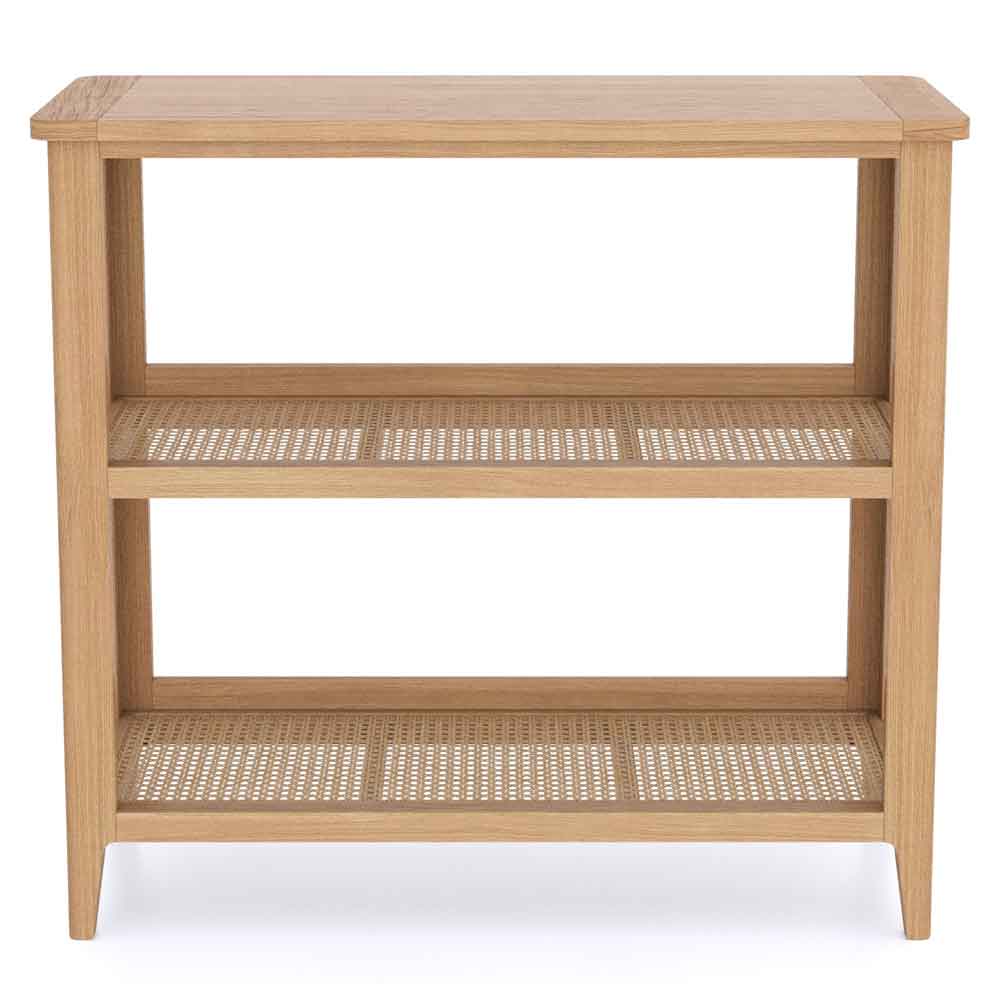 Helvane Solid Wood Bookcase with 2 Shelves in Oak