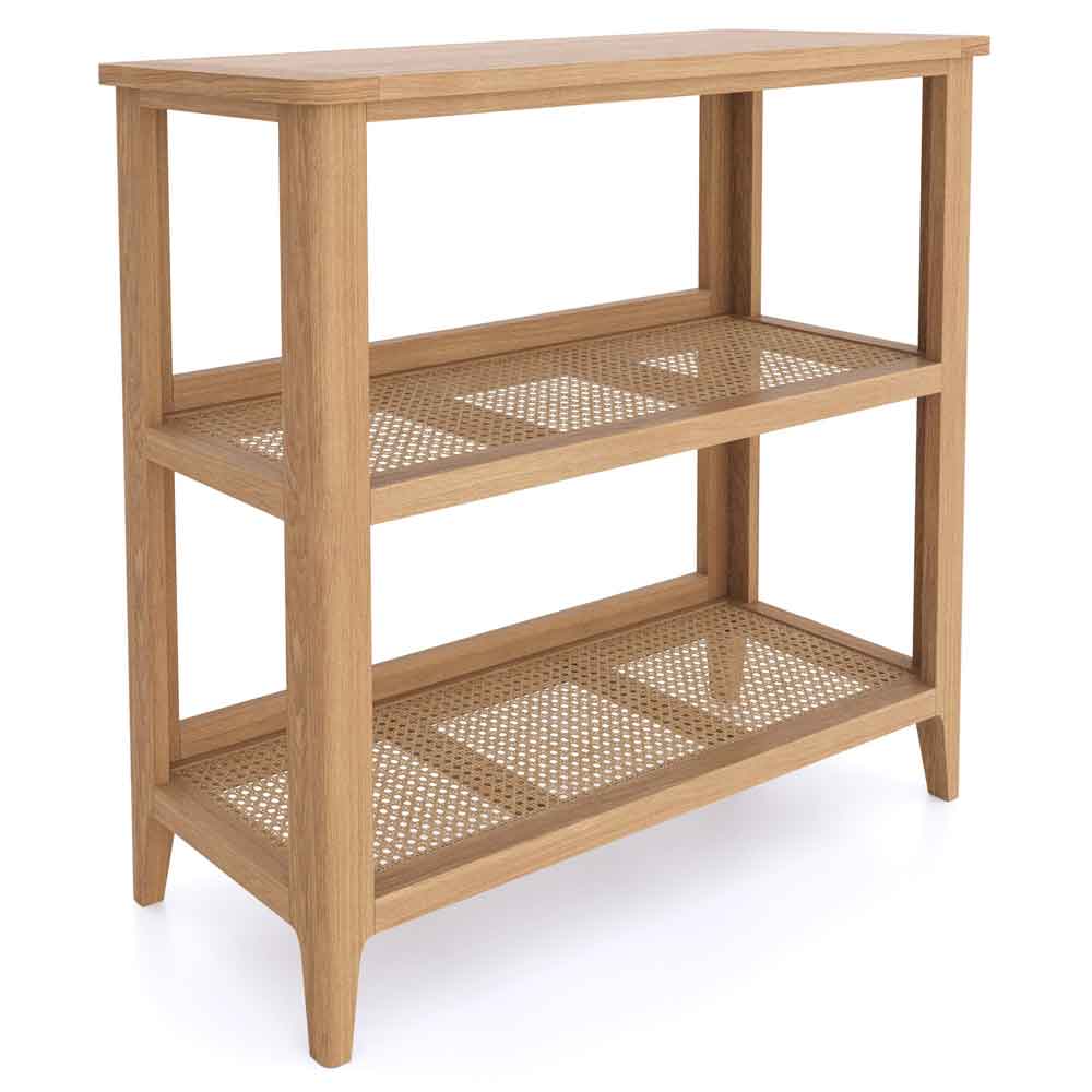 Helvane Solid Wood Bookcase with 2 Shelves in Oak