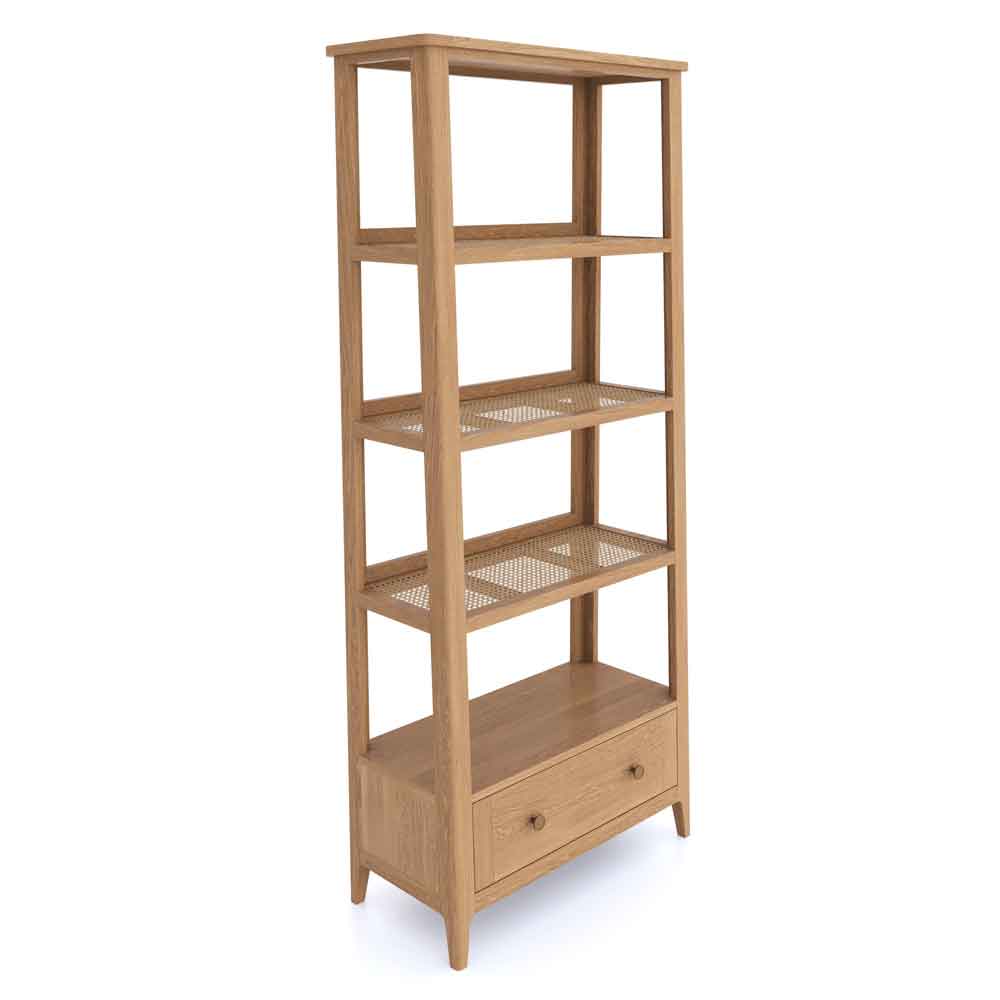 Helvane Solid Wood Bookcase with 4 Shelves in Oak
