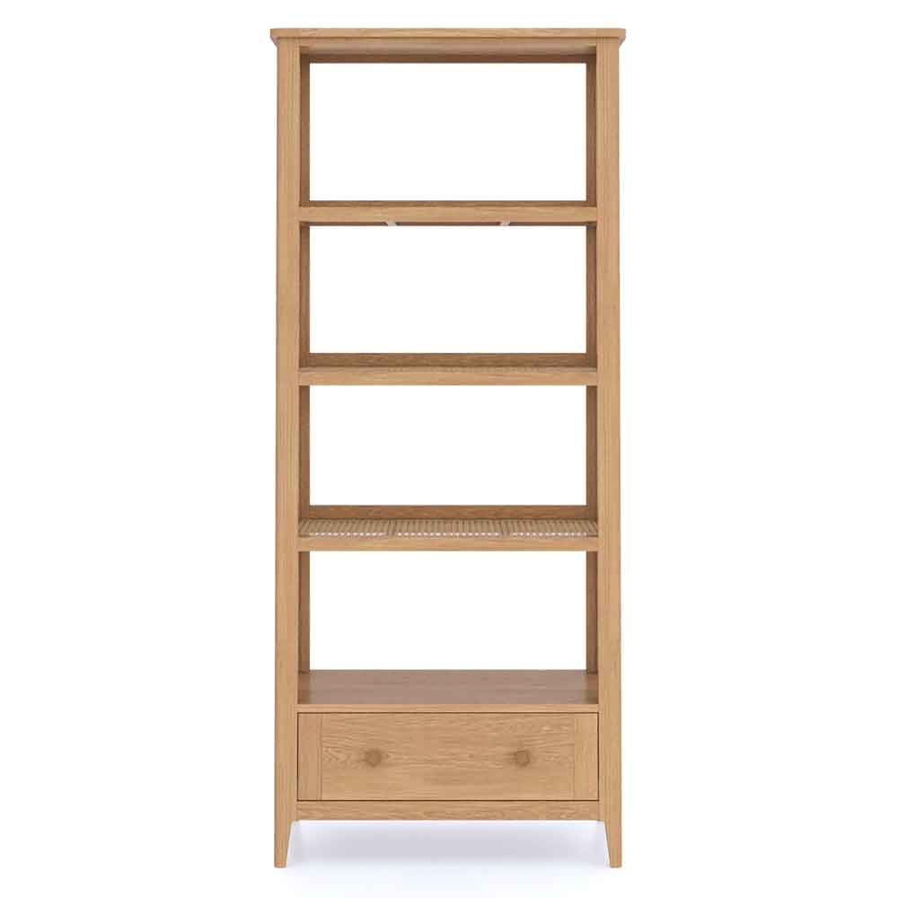Helvane Solid Wood Bookcase with 4 Shelves in Oak