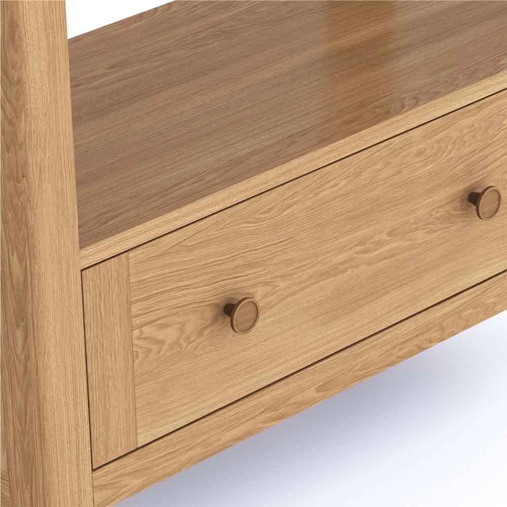 Helvane Solid Wood Bookcase with 4 Shelves in Oak