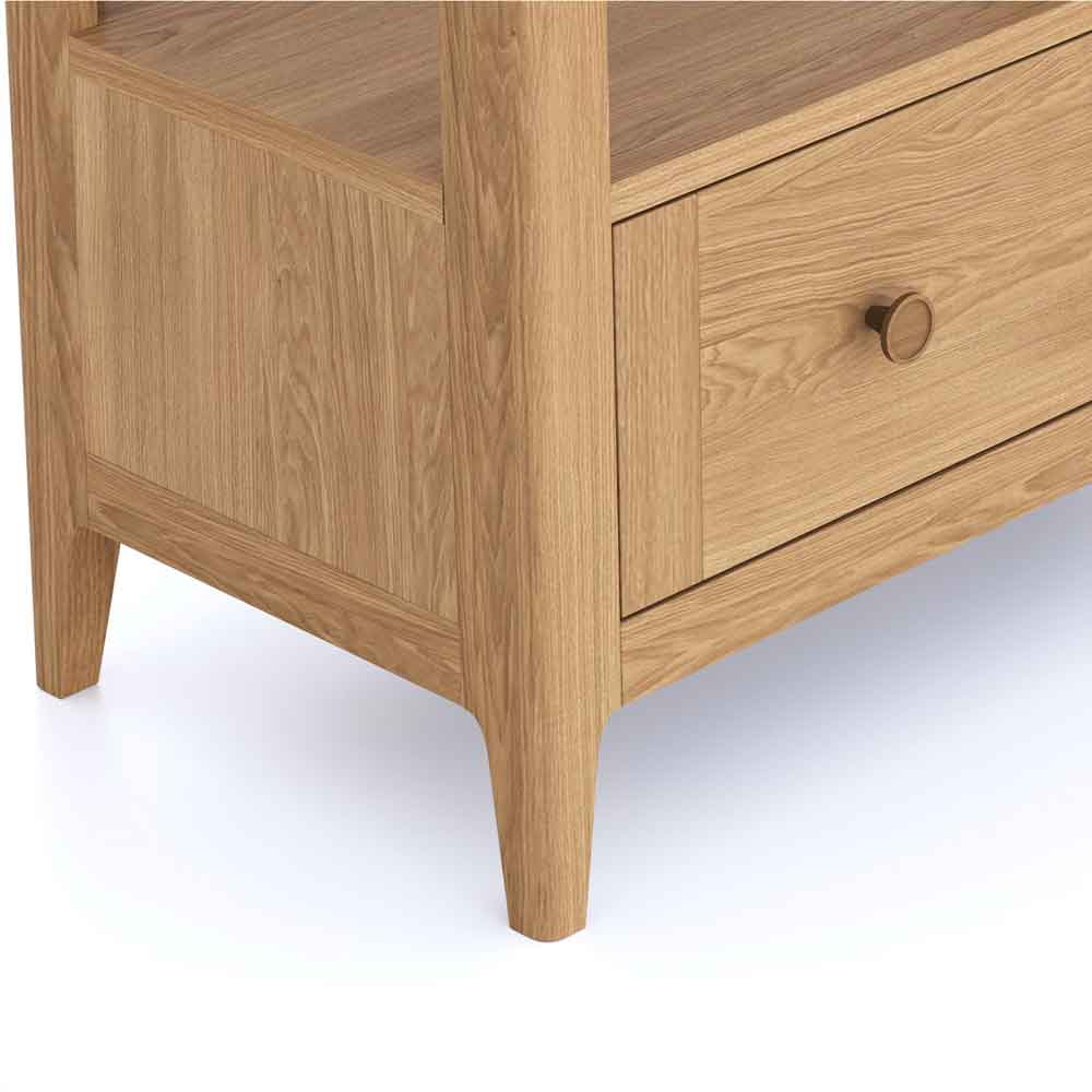 Helvane Solid Wood Bookcase with 4 Shelves in Oak