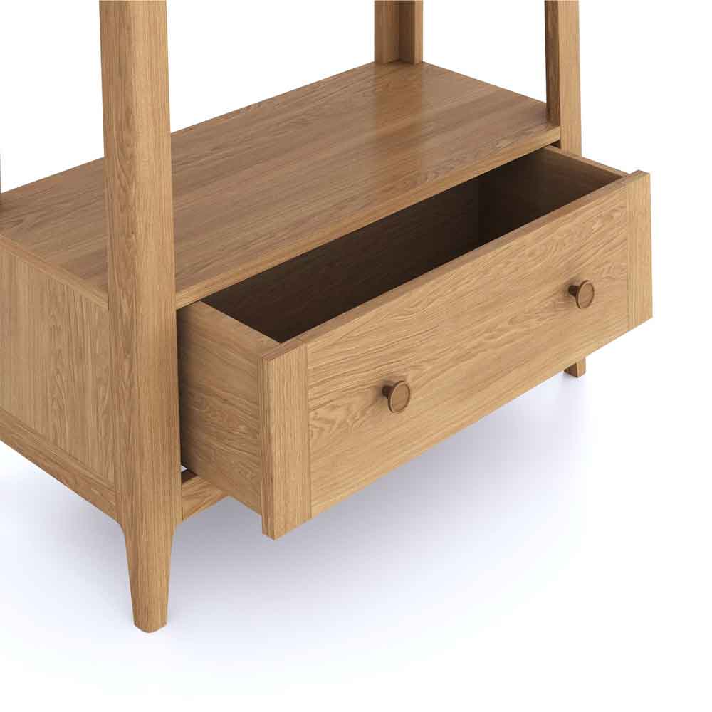 Helvane Solid Wood Bookcase with 4 Shelves in Oak