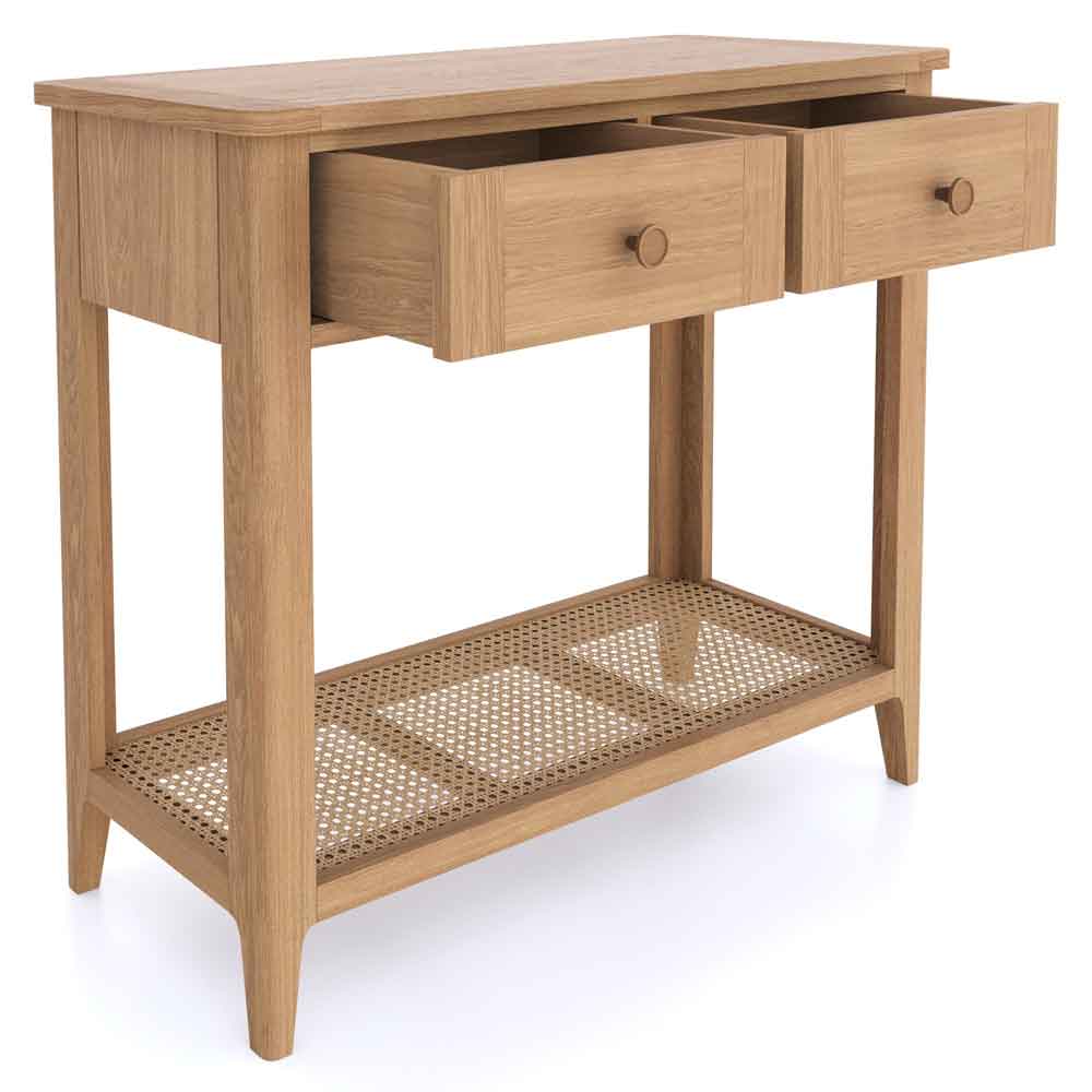 Helvane Solid Wood Console Table in Oak