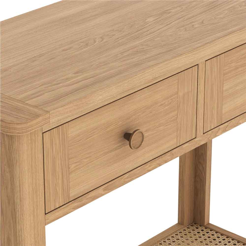Helvane Solid Wood Console Table in Oak