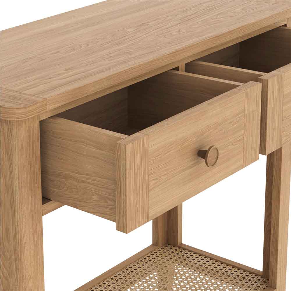 Helvane Solid Wood Console Table in Oak