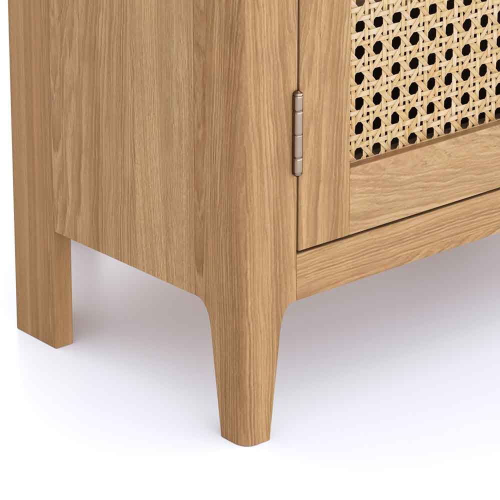 Helvane Solid Wood Corner TV Stand with 1 Door 1 Drawer in Oak