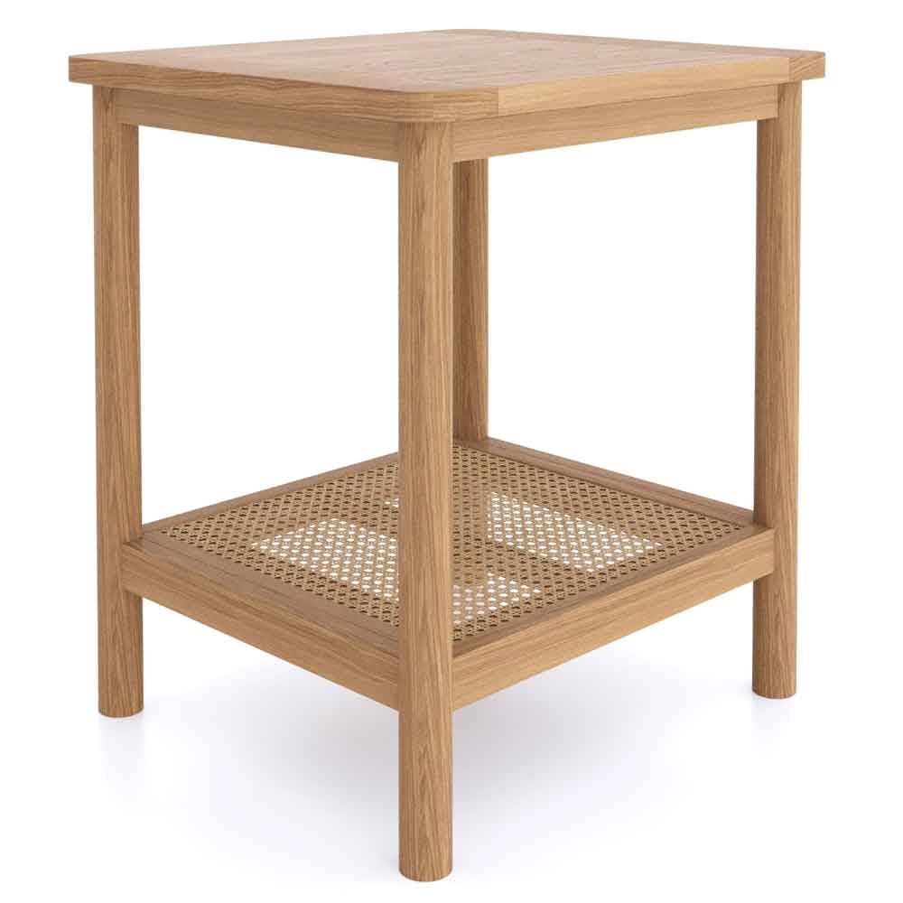 Helvane Solid Wood End Table in Oak