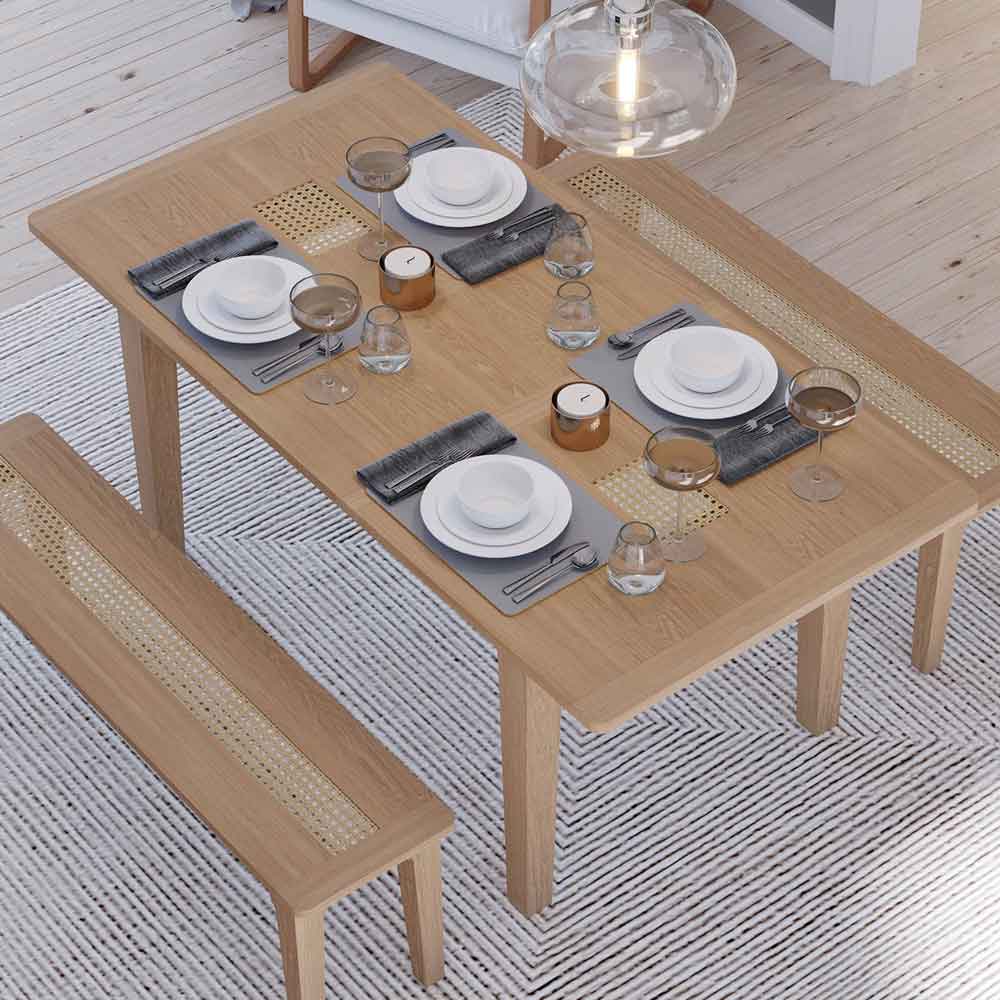 Helvane Solid Wood Extending Dining Table in Oak