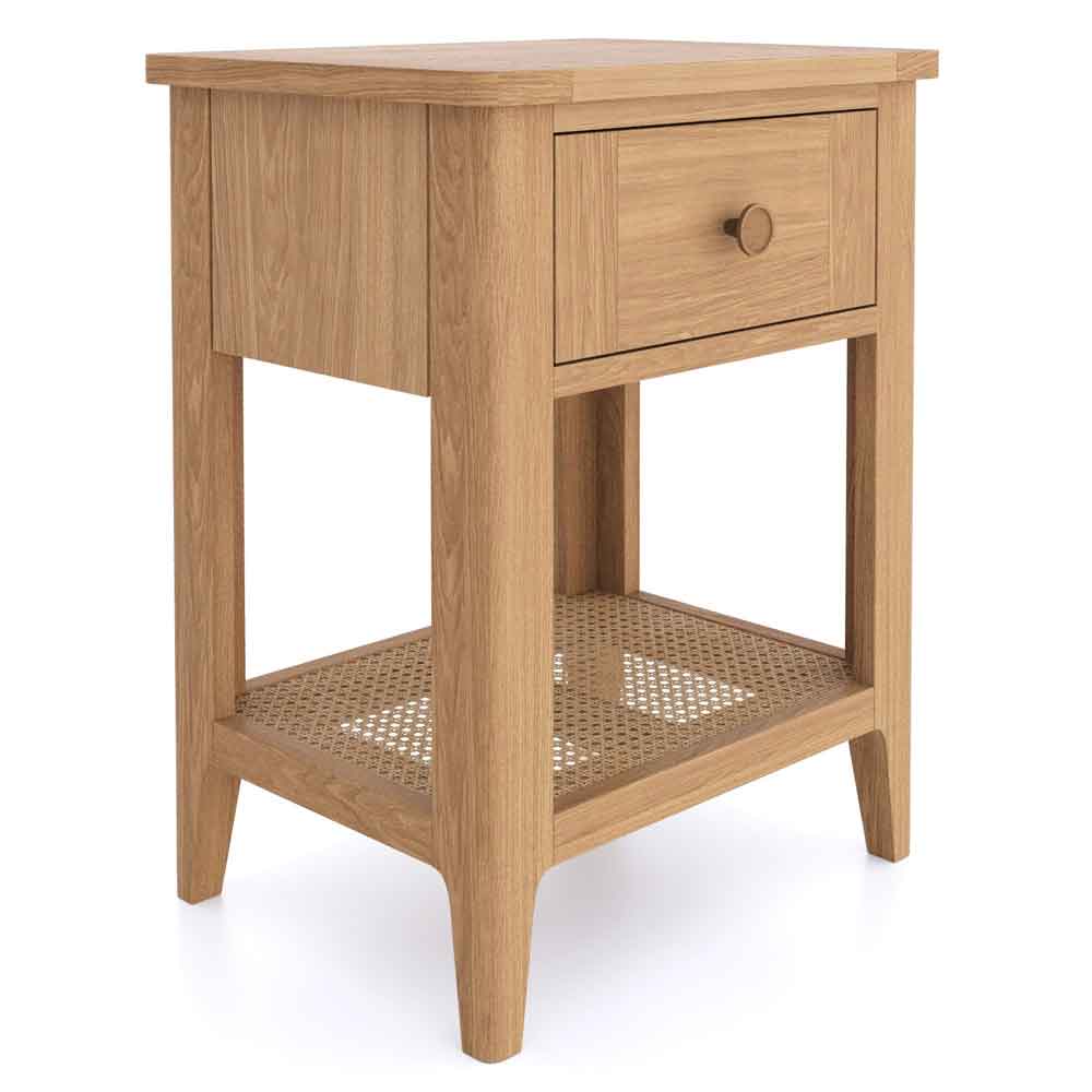 Helvane Solid Wood Side Table with 1 Drawer in Oak
