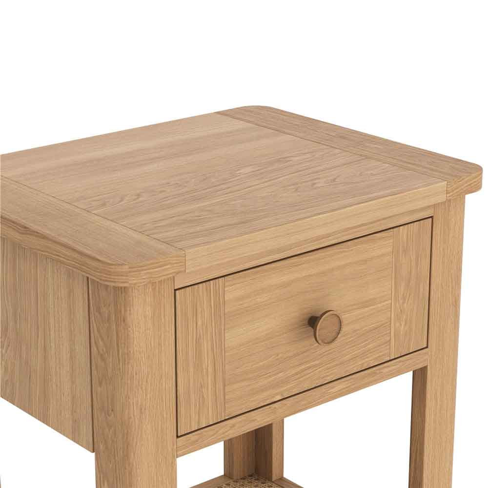 Helvane Solid Wood Side Table with 1 Drawer in Oak