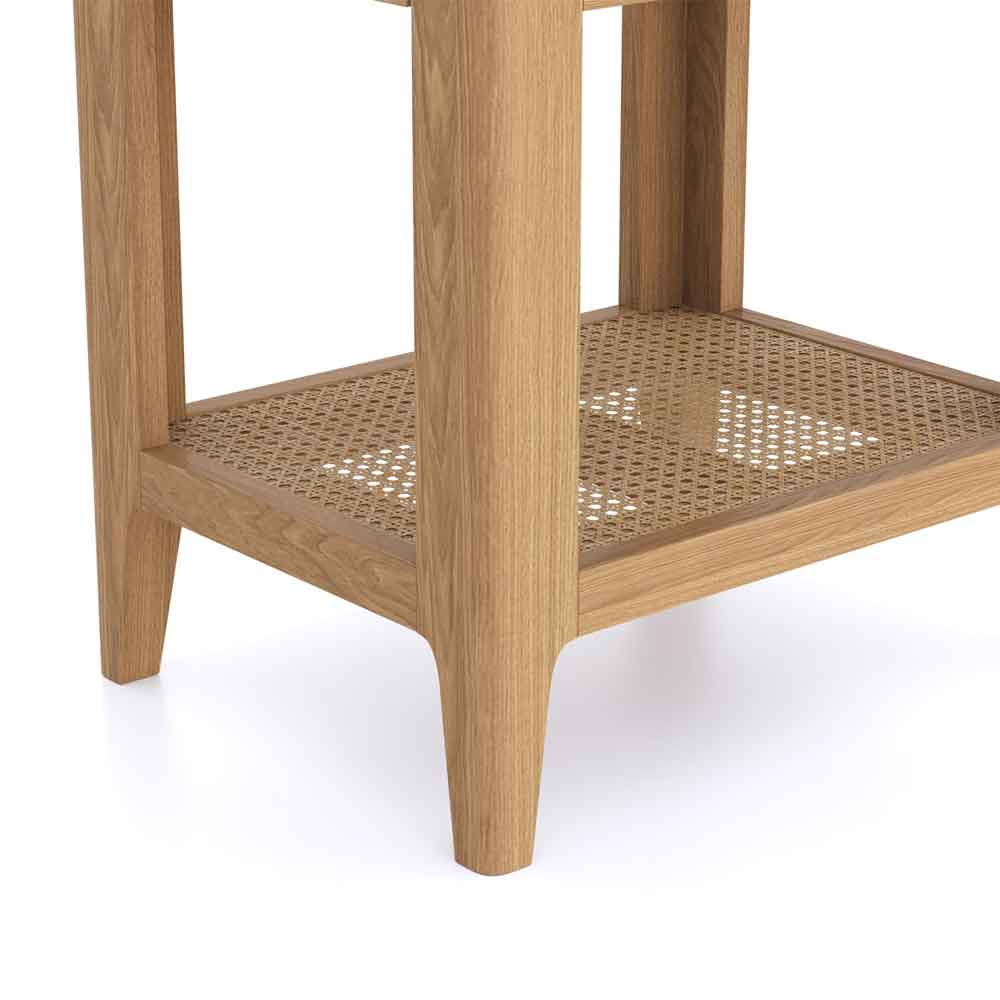 Helvane Solid Wood Side Table with 1 Drawer in Oak