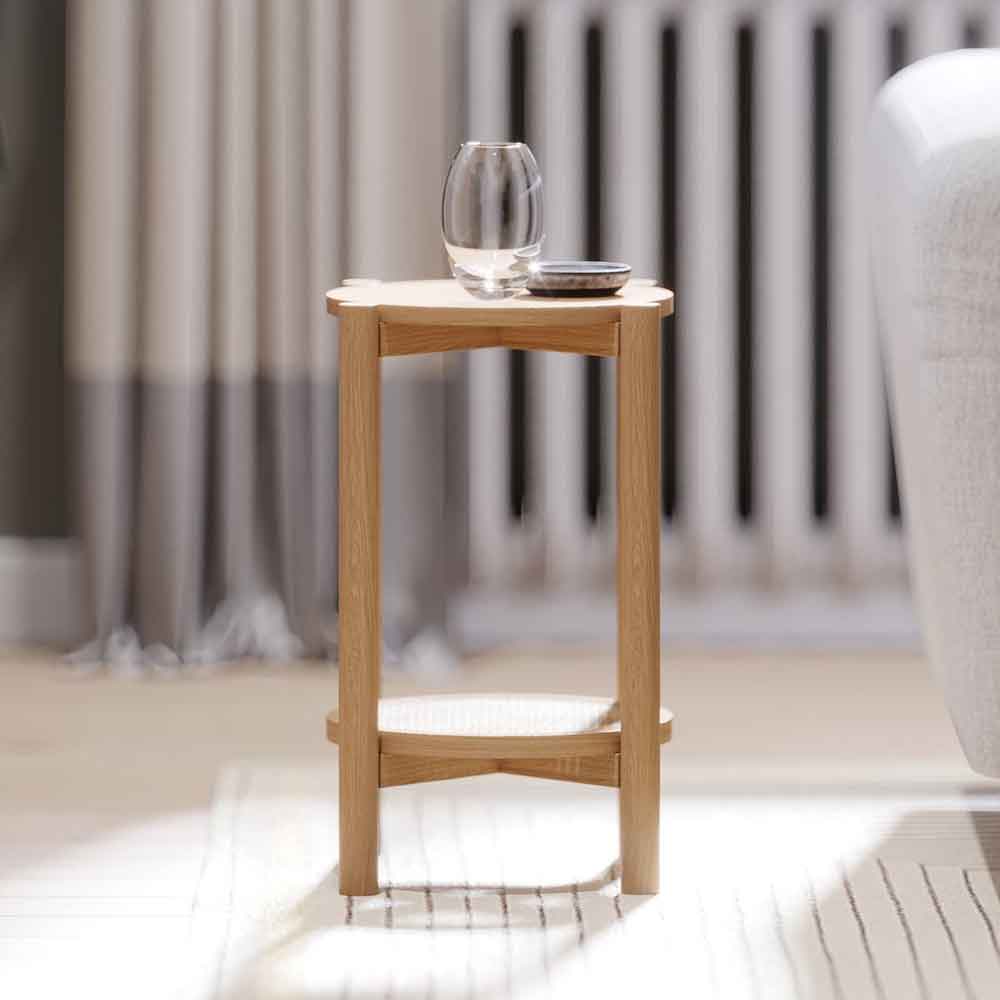 Helvane Solid Wood Side Table in Oak