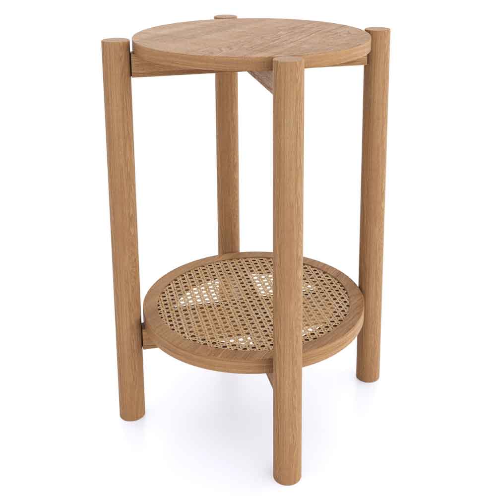 Helvane Solid Wood Side Table in Oak