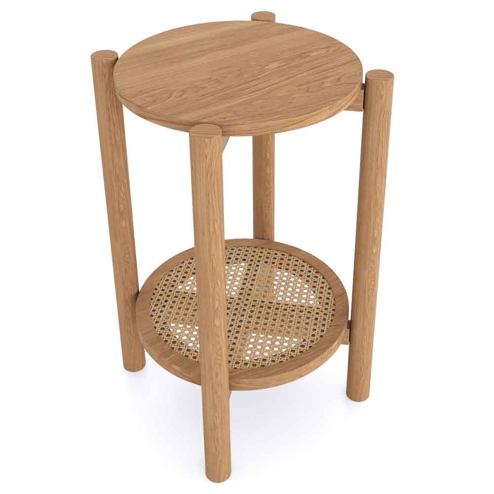 Helvane Solid Wood Side Table in Oak