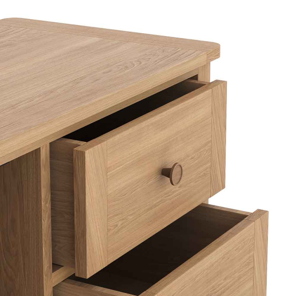 Helvane Solid Wood Sideboard with 1 Door 3 Drawers in Oak