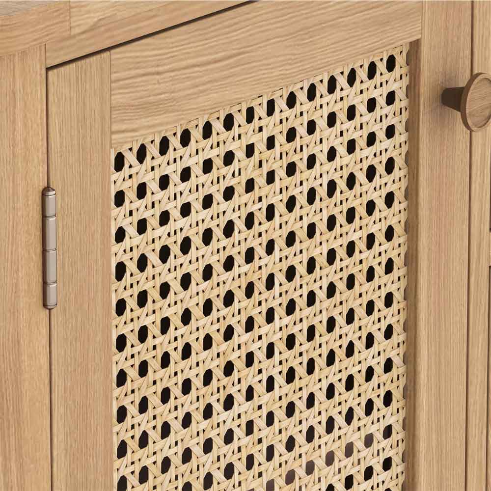 Helvane Solid Wood Sideboard with 2 Doors 3 Drawers in Oak