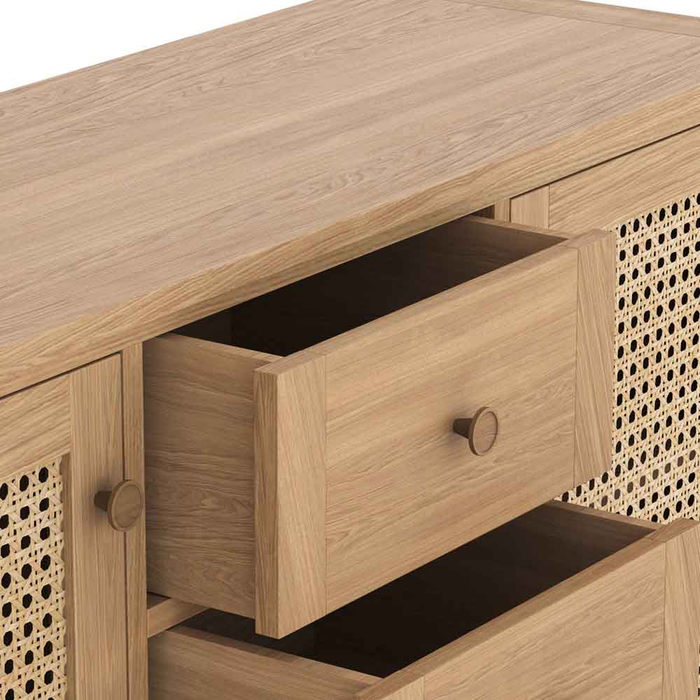Helvane Solid Wood Sideboard with 2 Doors 3 Drawers in Oak