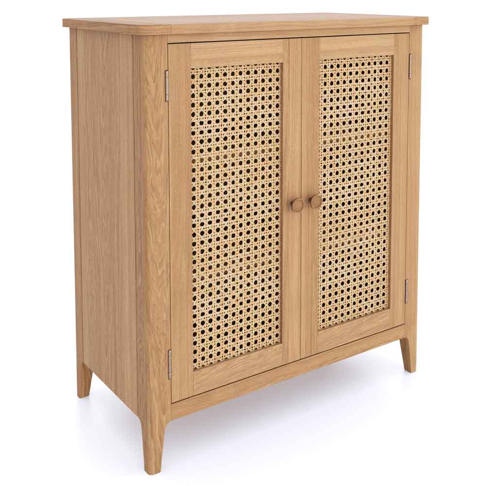 Helvane Solid Wood Storage Cabinet with 2 Doors in Oak