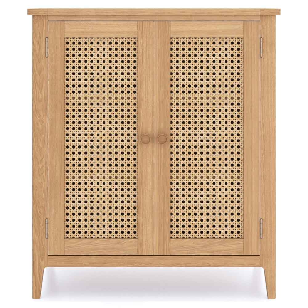 Helvane Solid Wood Storage Cabinet with 2 Doors in Oak