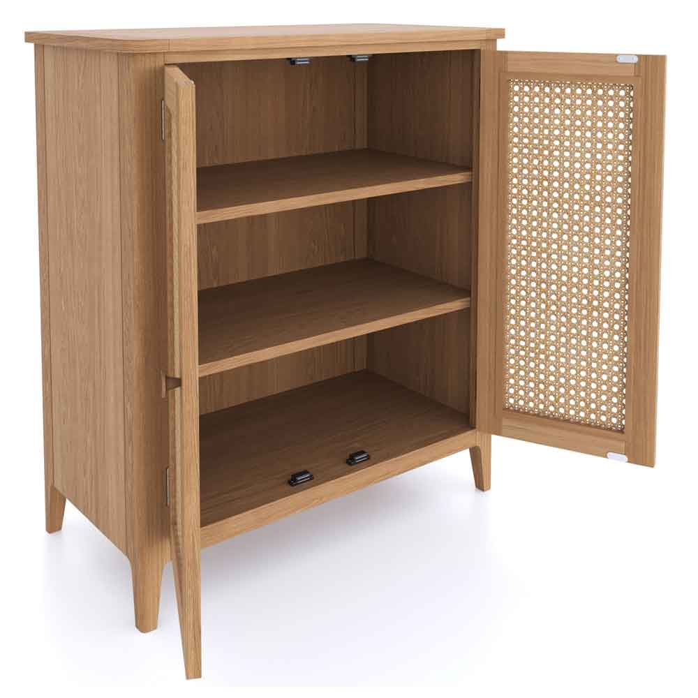 Helvane Solid Wood Storage Cabinet with 2 Doors in Oak