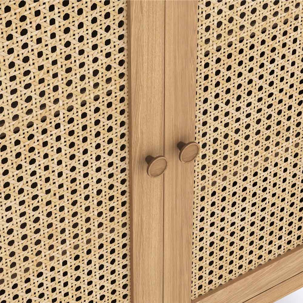 Helvane Solid Wood Storage Cabinet with 2 Doors in Oak