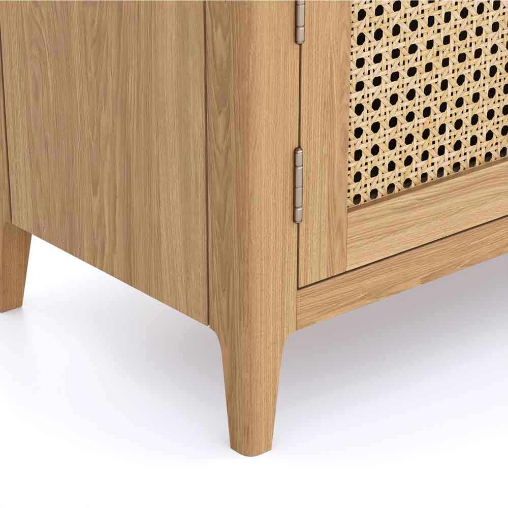 Helvane Solid Wood TV Stand with 1 Door in Oak