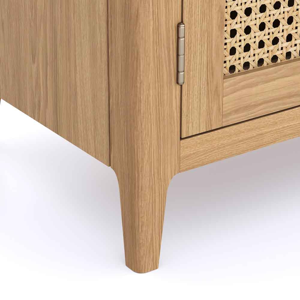 Helvane Solid Wood TV Stand with 2 Doors 1 Drawer in Oak