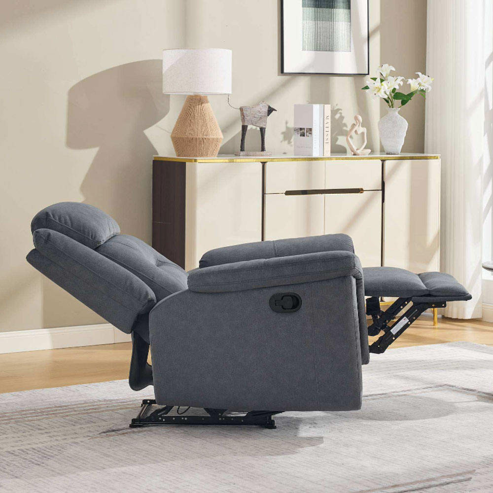 Hemley Fabric Manual Recliner 1 Seater Sofa in Slate Grey