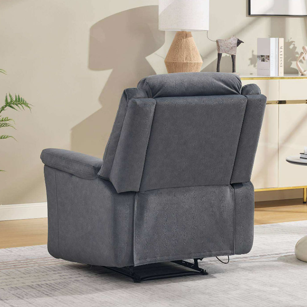 Hemley Fabric Manual Recliner 1 Seater Sofa in Slate Grey