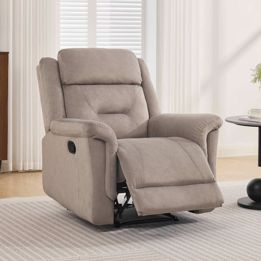 Hemley Fabric Manual Recliner 1 Seater Sofa in Taupe