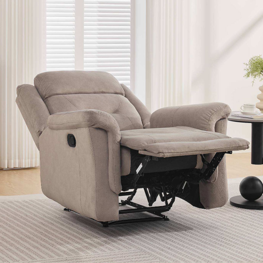 Hemley Fabric Manual Recliner 1 Seater Sofa in Taupe
