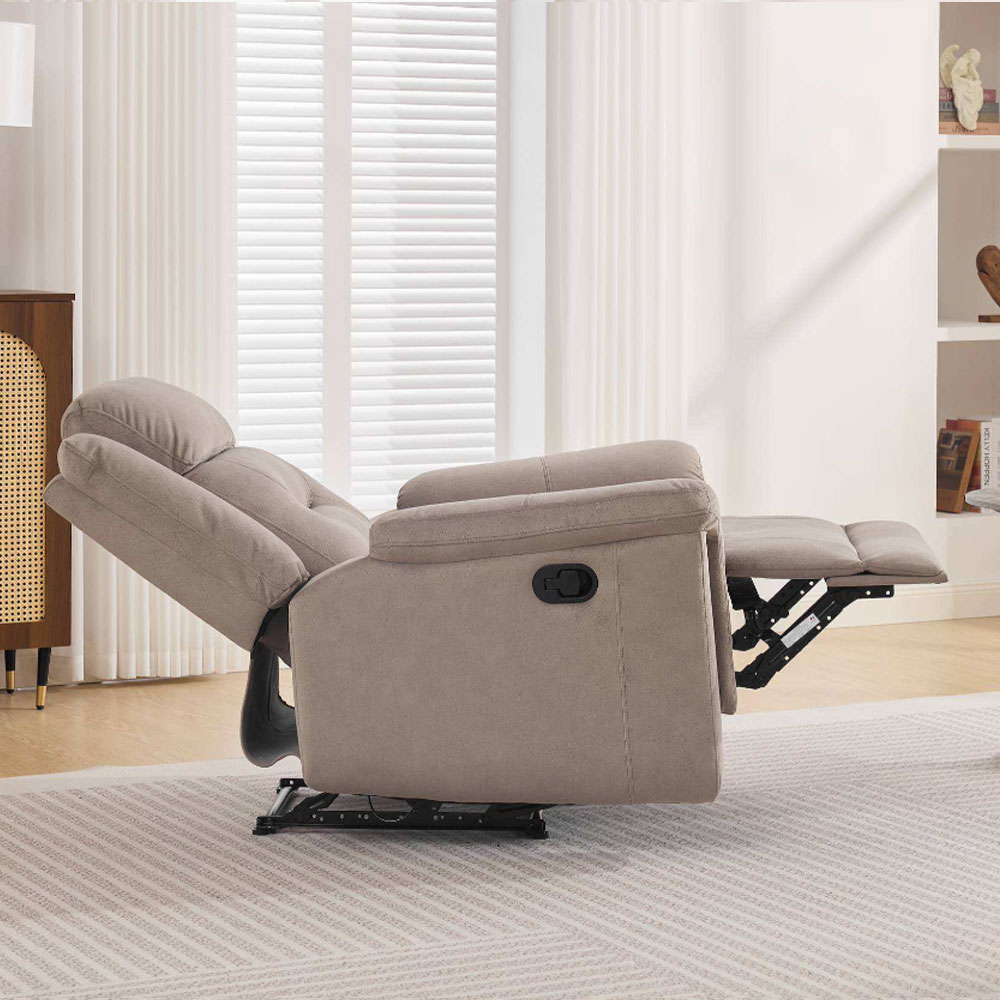 Hemley Fabric Manual Recliner 1 Seater Sofa in Taupe