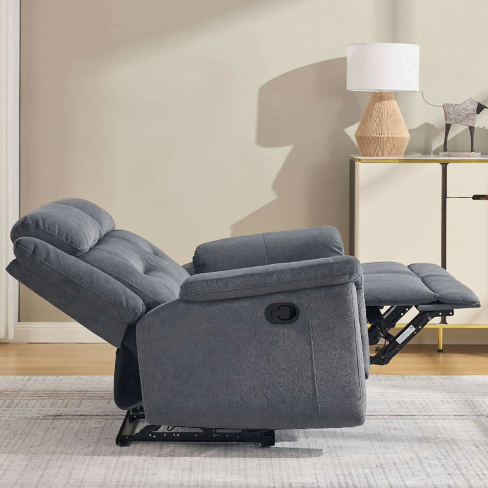 Hemley Fabric Manual Recliner 2 Seater Sofa in Slate Grey